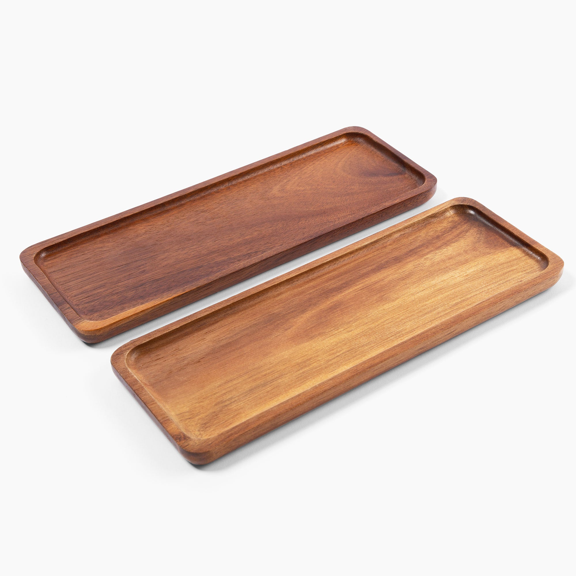 Wood Serving Tray Set of 2 -Rectangle - Oakwood